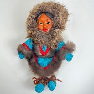 Naber Doll Alaskan Hand-made 8.5" Turquoise Fur Trim Parka H.P. Naber Vintage